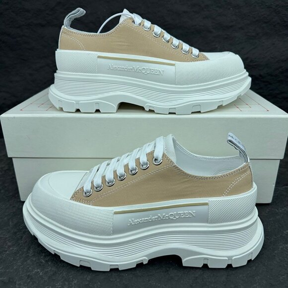 Alexander McQueen Shoes - Brown & White Alexander McQueen Casual Canvas Sneakers